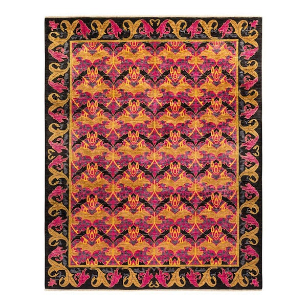 Arts and Crafts 8 ft. x 10 ft. Pink  Floral Wool Indoor Area Rug