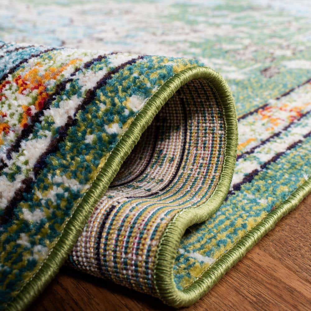 Madison Green and Turquoise Stain-Resistant Area Rug