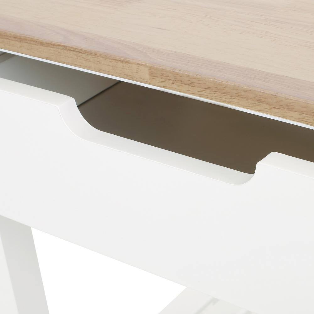 White Wood Rectangular Kitchen Cart with Storage