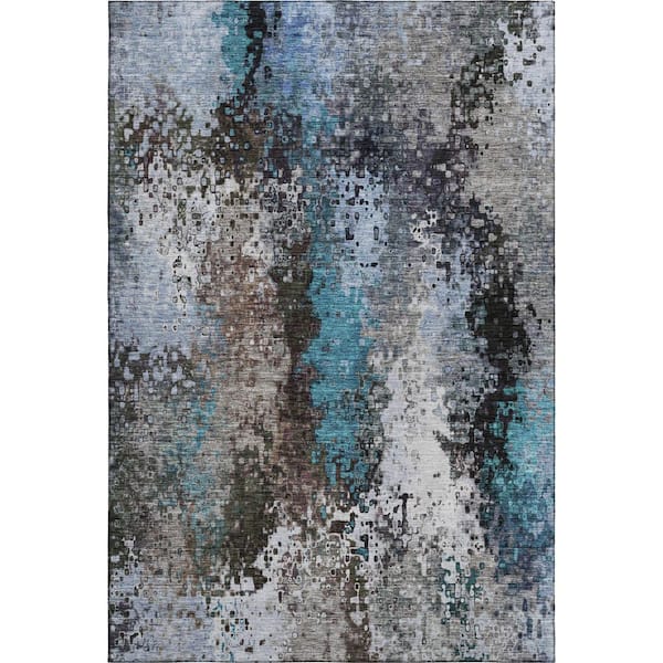 Mayfield Premium Machine Washable Abstract AMF2242 Khaki 5 ft. x 7 ft. 6 in. Area Rug