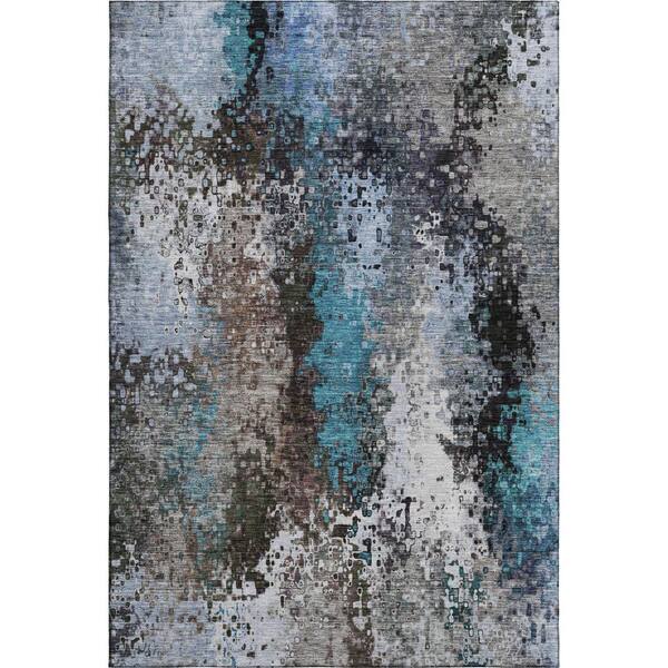 Mayfield Premium Machine Washable Abstract AMF2242 Khaki 8 ft. x 10 ft. Area Rug