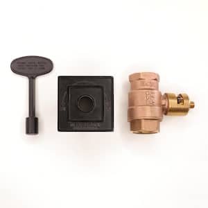 Universal Square Gas Valve Flange and 3 in. Key with 3/4 in. Quarter Turn Straight Valve 300,000 BTU in Flat Black