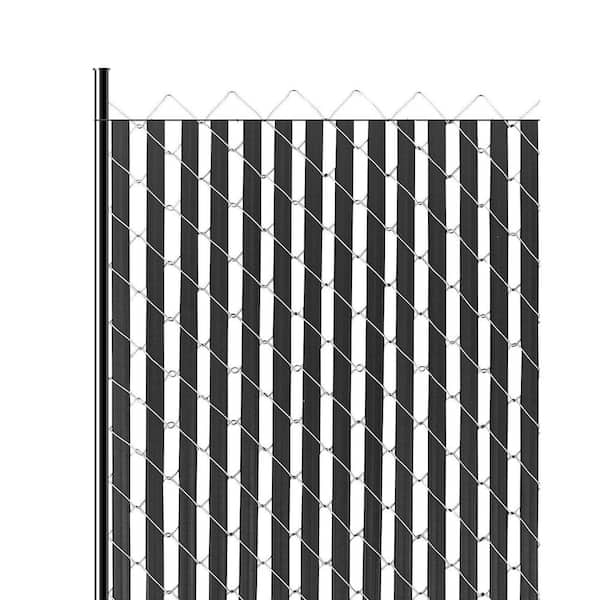 Laybus Black HDPE Composite Double-Wall Chain Link Fence Privacy Slats for 6 ft. High Fence Bottom Lock