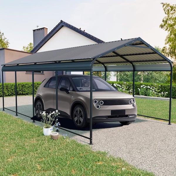 Outdoor Carport, 12 x 21 FT, Heavy Duty Carport with Galvanized Steel Roof and Frame, Large Garage for Car, Truck