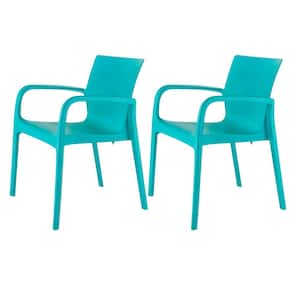 Alissa Turkish Blue Stackable Resin Outdoor Dining Armchair (2-Pack)