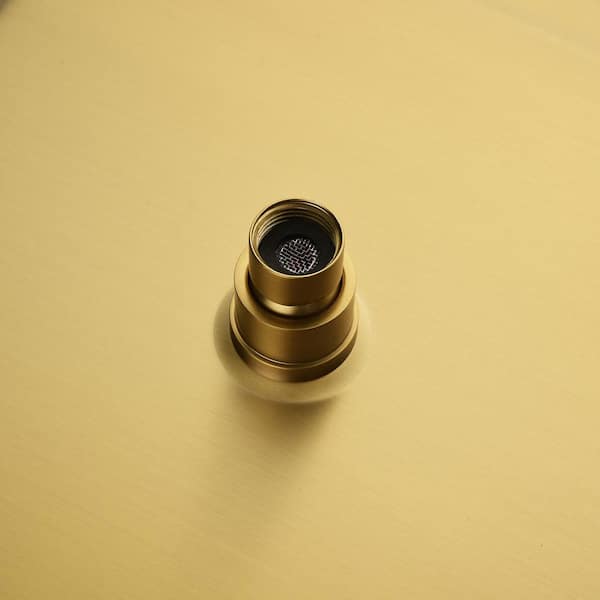 1-Spray Patterns with 2.5 GPM 11.8 in. Ceiling Mount Fixed Shower Head with Shower Arm in Brushed Gold