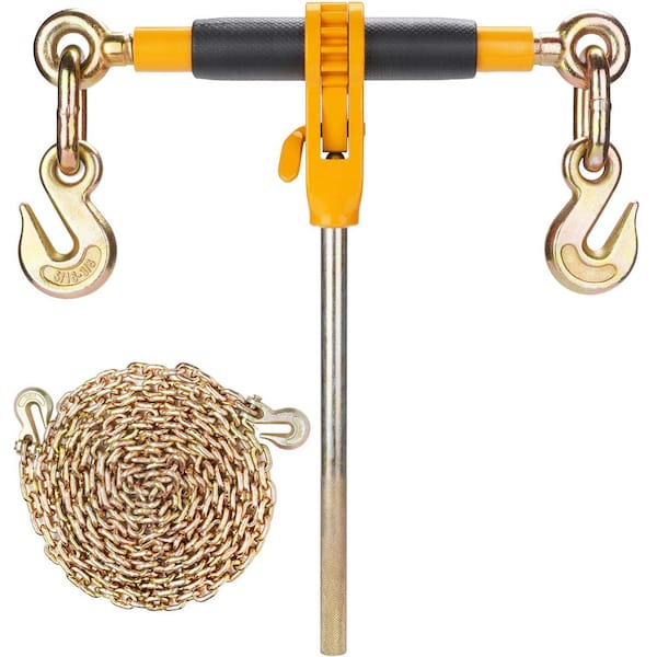 Ratchet Chain Binder, 5/16-3/8in. Heavy Duty Load Binders with G80 Chains 7100lbs. Secure Load Limit Labor-saving Handle