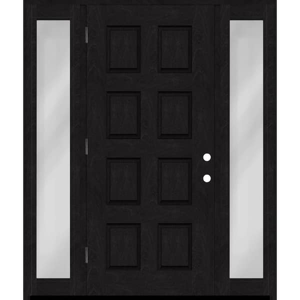 Regency 68 in. x 80 in. 8-Panel RHOS Onyx Mahogany Fiberglass Prehung Front Door w/14in. SLs w/ 6-9/16 Jamb