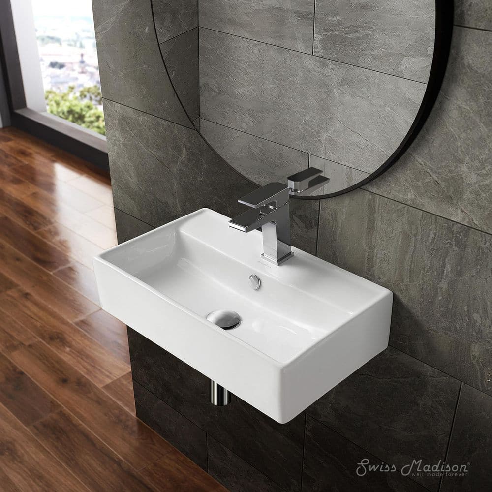 Swiss Madison Claire 22.06 in.​ Rectangle Wall Mount Bathroom Sink