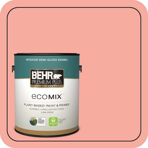 1 gal. #190D-4 Rosy Outlook Semi-Gloss Enamel EcoMix Plant-Based Interior Paint & Primer