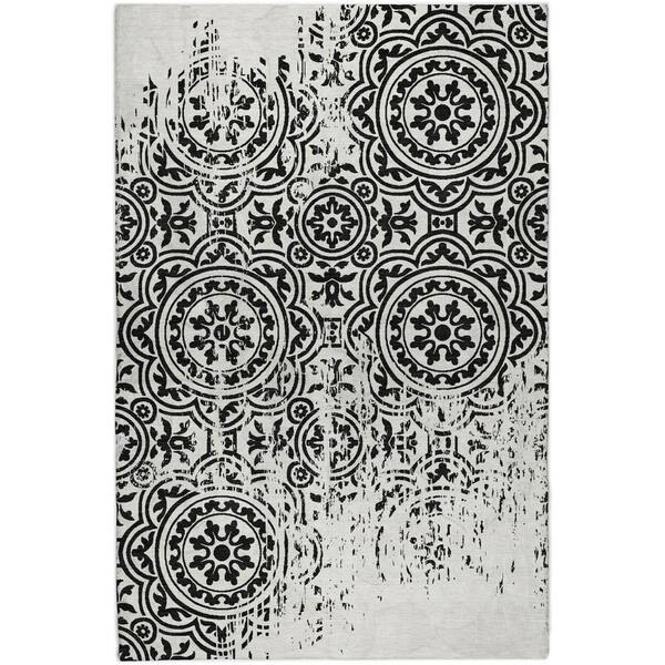 Dream Shag Premium Machine Washable Abstract ADS758 Black 5 ft. x 7 ft. 6 in. Area Rug