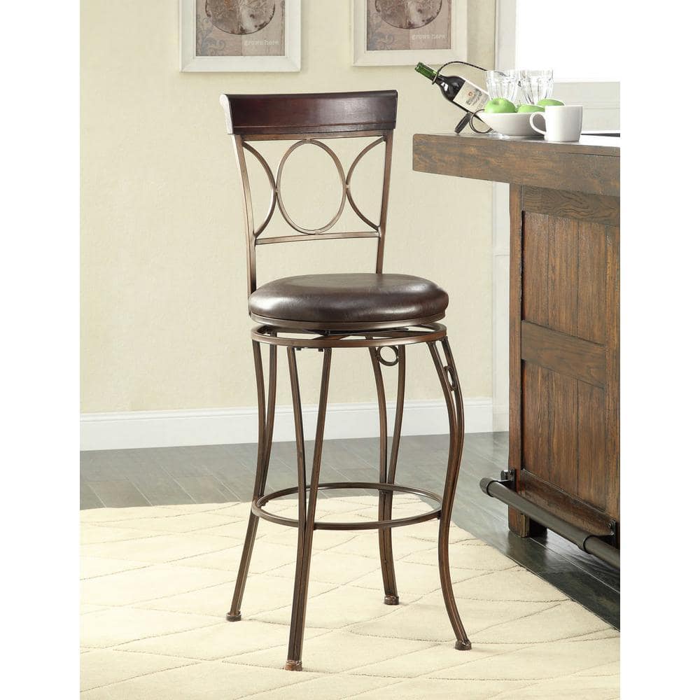 Brown Swivel Cushioned Bar Stool, 30 Inch Swivel Bar Stools With Back