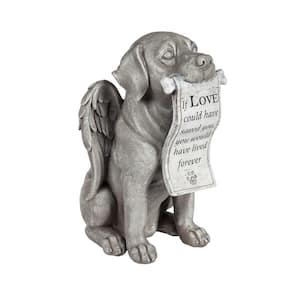 14 in. H Dog with Scroll Memorial Garden Statuary