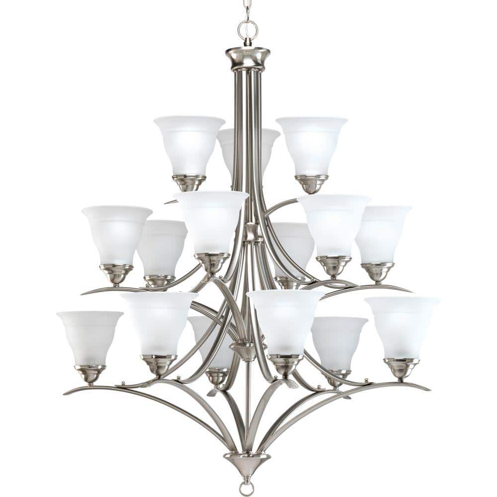 Trinity Collection 15-Light Brushed Nickel Etched Glass Traditional Chandel