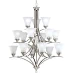 Trinity Collection 15-Light Brushed Nickel Etched Glass Traditional Chandelier Light