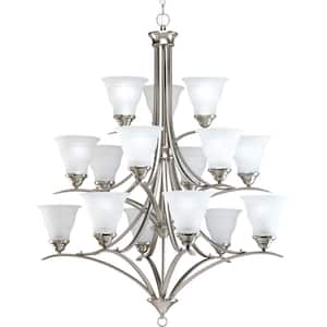 Trinity Collection 15-Light Brushed Nickel Etched Glass Traditional Chandelier Light