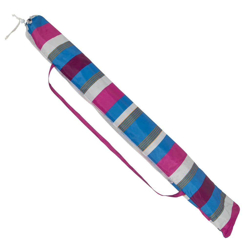 1 New Rio Brands 7' UPF 50+ Beach Umbrella with Integrated Sand Anchor, Multicolor