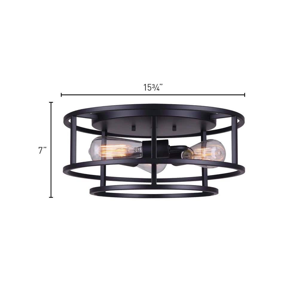 Luca Matte Black Drum Flush Mount Ceiling Light