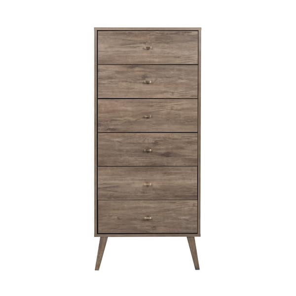null Milo Mid Century 6-Drawer Drifted Gray Modern Tall Chest