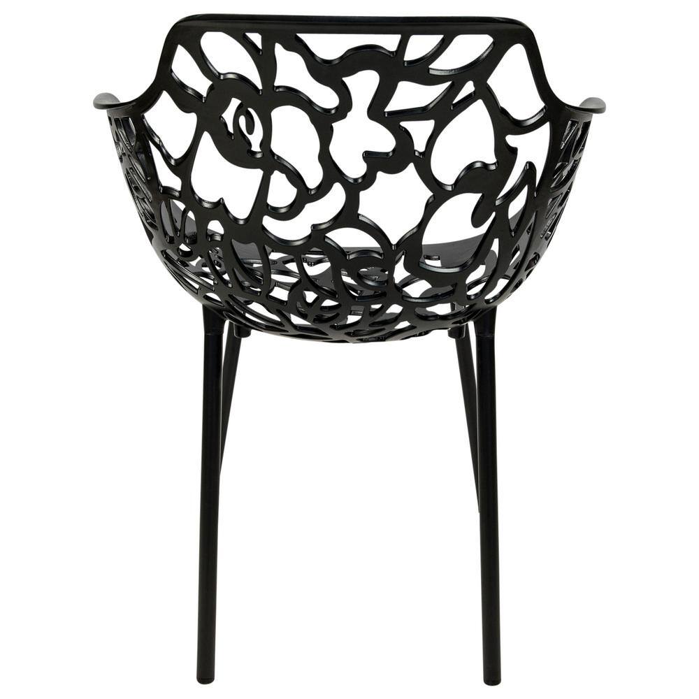 Devon Black Aluminum Stackable Outdoor Dining Chairs, Set of 4