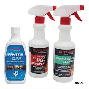 Gas Fireplace Cleanup Kit with Gas Log Soot Remover, White-Off Glass Cleaner, Brick and Stove Cleaner