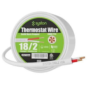 100 ft. 18/2 White Solid Bare Copper CMR/CL3R Thermostat Wire