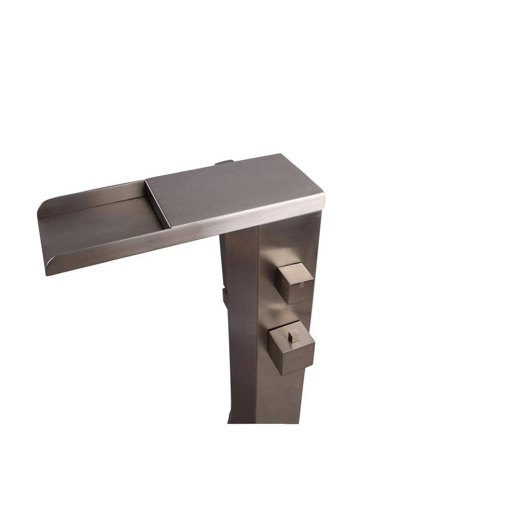Brushed Stainless Steel Freestanding Tub Filler with Handshower