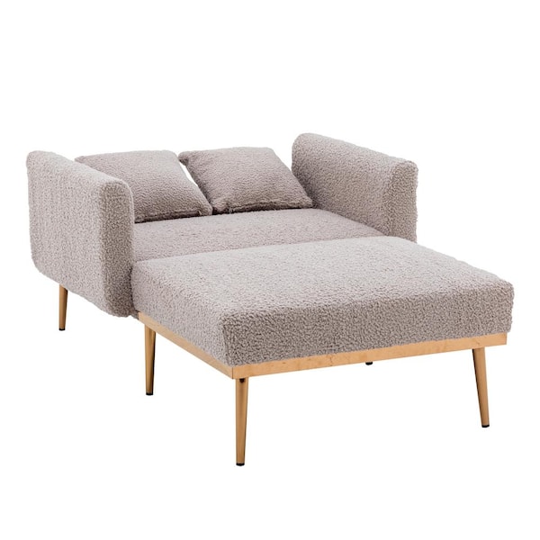 Grey Polyester Ottoman Chaise Lounge for Small Space with Pillow OSB4038 -  The Home Depot