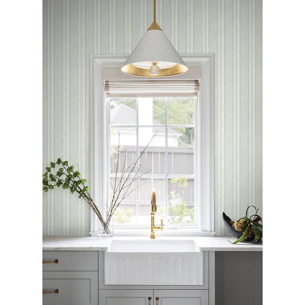 Ayanna Light Green Striped Wallpaper Sample