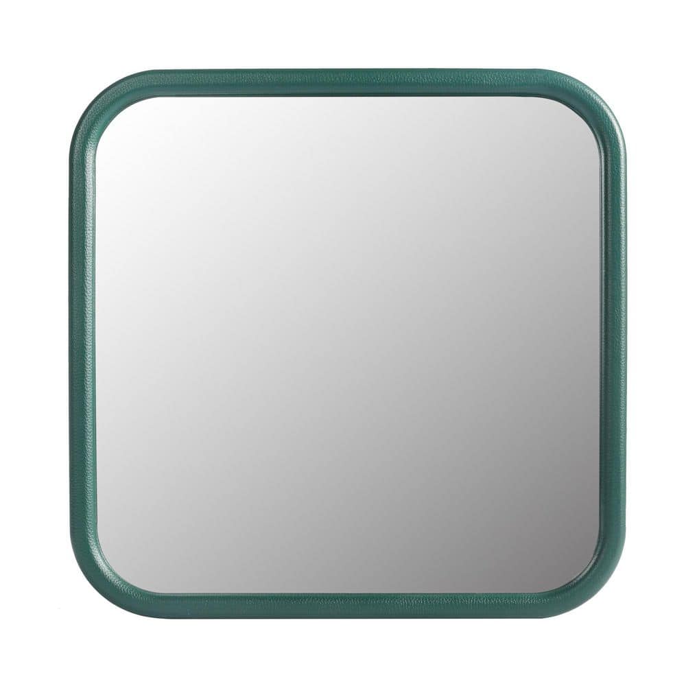 Modern 23.62 in. W x 23.62 in. H Square Green Faux Leather Covered MDF Fram