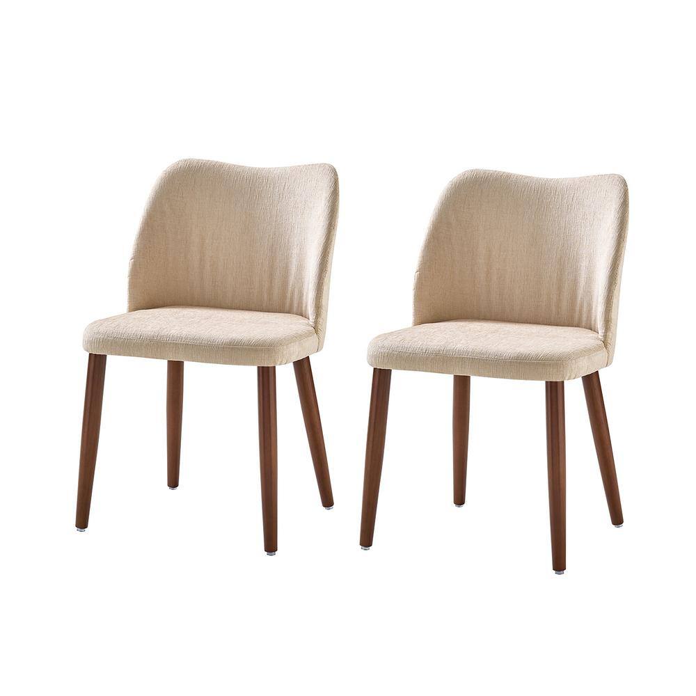 JAYDEN CREATION Eliseo Ivory Modern Upholstered Dining Chair with Solid ...