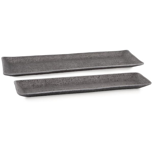 Garekton Gray Cast Aluminum Decorative Tray (Set of 2)