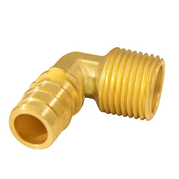 Apollo 1/2 in. x 1/2 in. MNPT PEX-A Barb Brass 90-Degree Male Elbow Fitting  EPXME1212 - The Home Depot