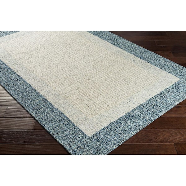 Elena Teal Modern Border 12 ft. x 15 ft. Area Rug