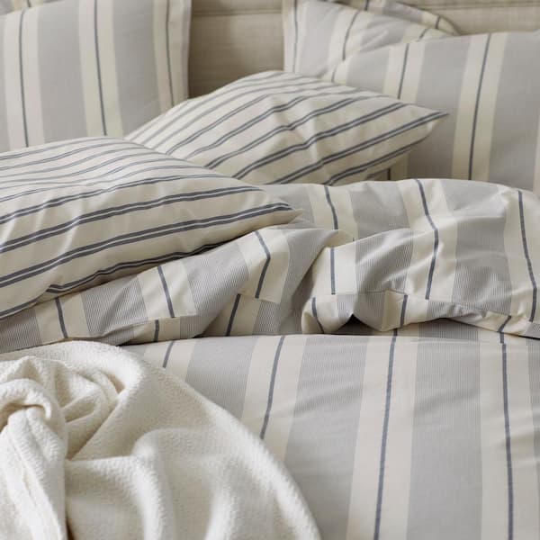 Wide Stripe T200 Yarn Dyed Cotton Percale Duvet Cover