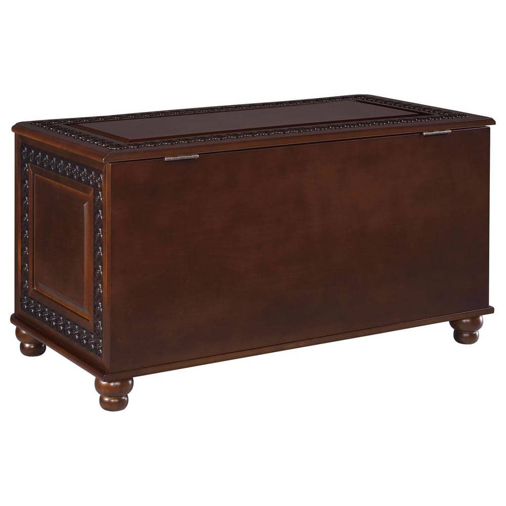 Deep Tobacco Flip-Top Cedar Storage Chest with Lock