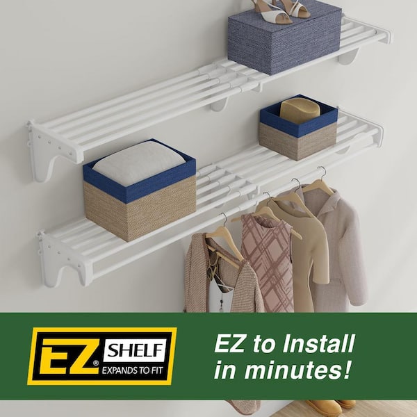 EZ Shelf 40 in. - 73 in. Expandable Large Shelf in White with 1