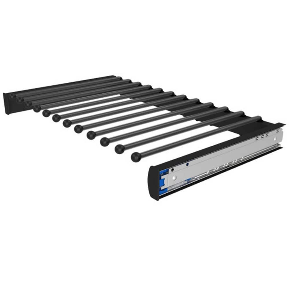 Rev-A-Shelf 24 in. Matte Black Elite Pullout Valet Rod Pants Organizer ...