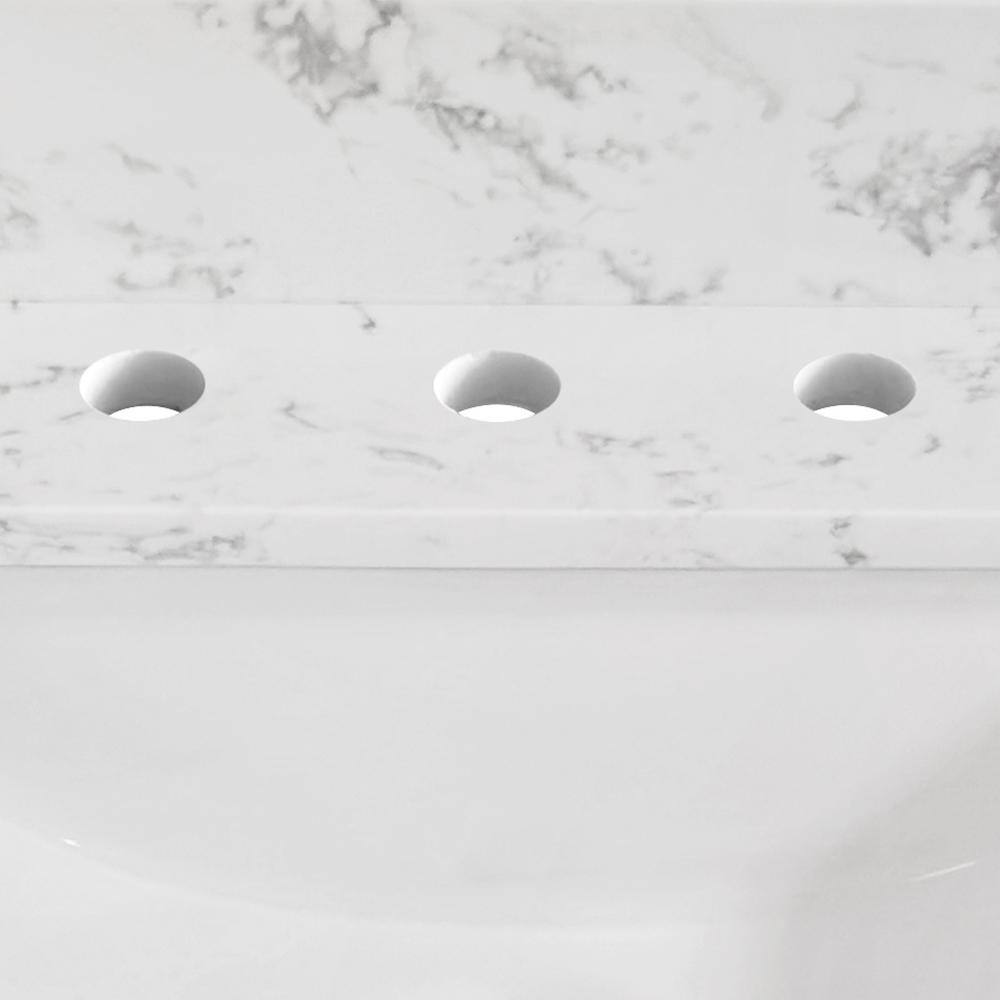 61'' White Engineered Stone Double Sink Vanity Top