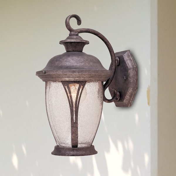 Westchester 12.75 in. Rustic Silver 1-Light Outdoor Line Voltage Wall Sconce with No Bulb Included