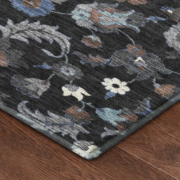 Mayfield Premium Machine Washable Abstract AMF2473 Black 2 ft. x 3 ft. Accent Rug