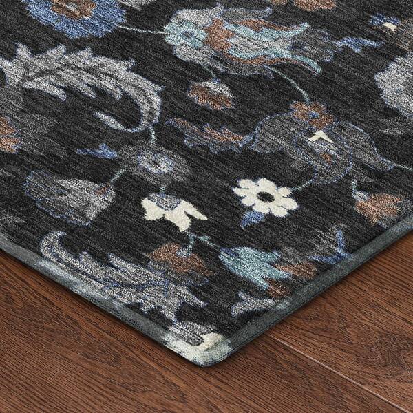 Mayfield Premium Machine Washable Abstract AMF2473 Black 5 ft. x 7 ft. 6 in. Area Rug