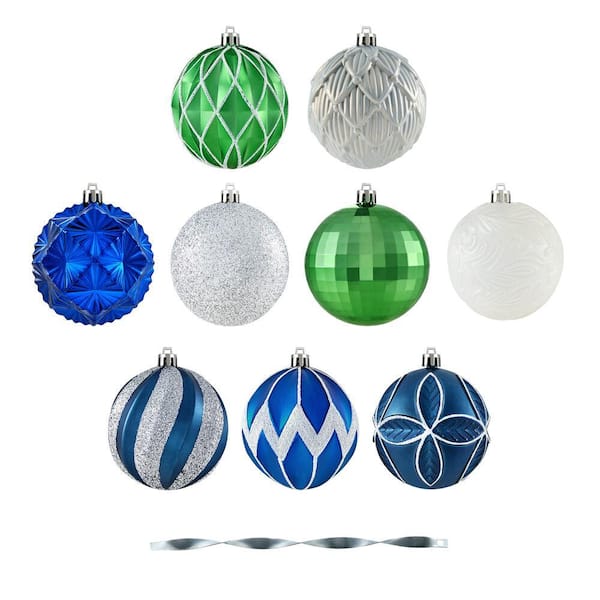 Home Accents Holiday 75 Count Blue-Green Ornaments Coastal