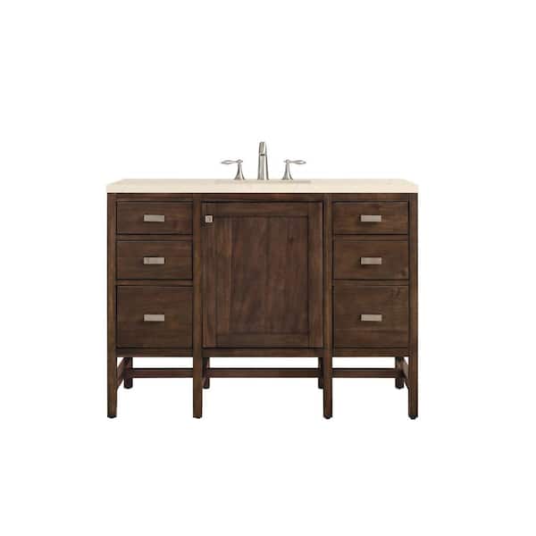 James Martin Vanities Addison 48 in. W x 23.5 in. D x 35.5 in. H Bath Vanity in Mid Century Acacia with Quartz Vanity Top in Eternal Marfil