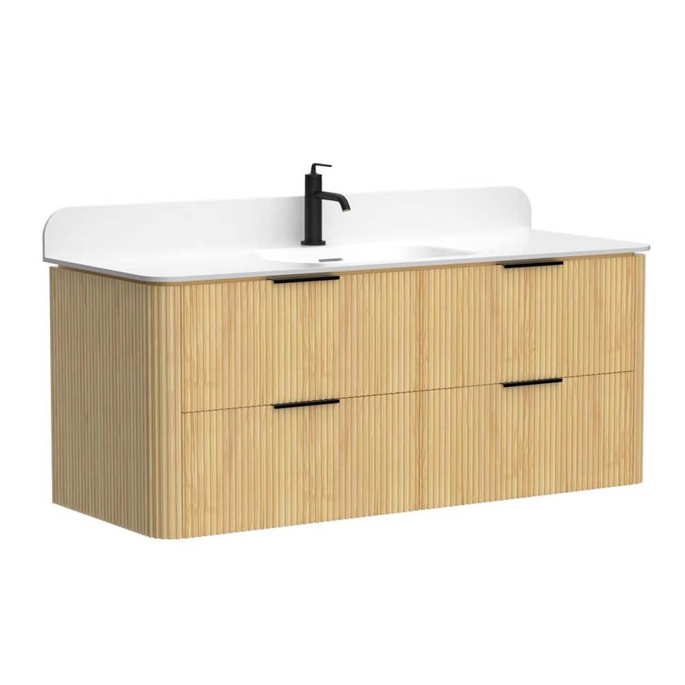 Everline 48 in. Float Golden Oak Bath Vanity with Matte White Acrylic Top Single Sink Assembled price history on PriceWatchPro