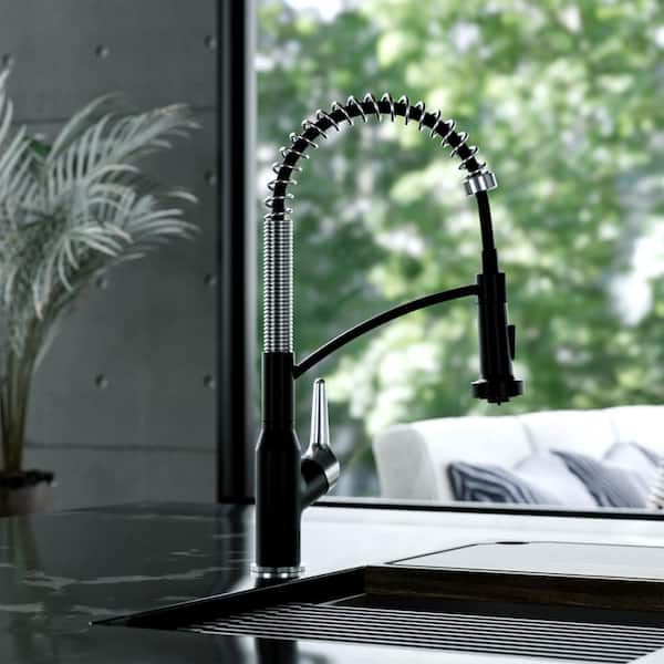 Scottsdale Single Handle Touchless Pull-Down Sprayer Kitchen Faucet in Matte Black and Spot-Free Stainless Steel