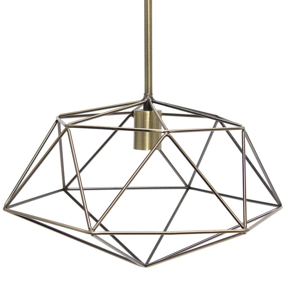 16" Antique Brass Geometric Diamond Pendant Light