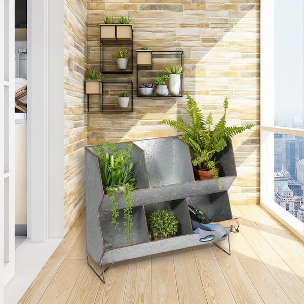 Glitzhome 24 in. L Farmhouse Galvanized Storage Shelf