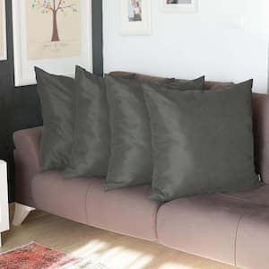 Honey Decorative Throw Pillow Cover Solid Color 26 in. x 26 in. Gray Square Euro Pillowcase Set of 4