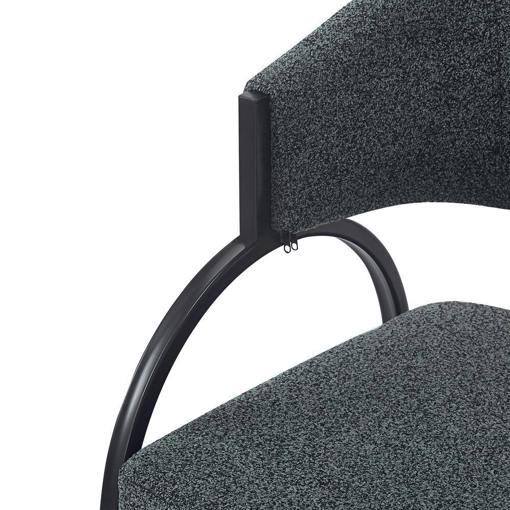 Dark Green and Black Metal Upholstered Arm Chairs, Set of 2